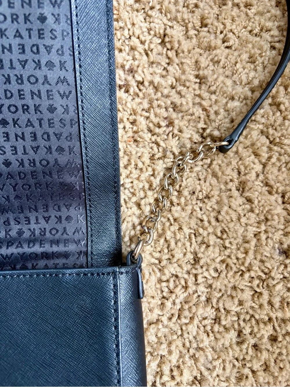 Kate Spade Leather Tilden Place Black Crossbody Bag with Gold Accents